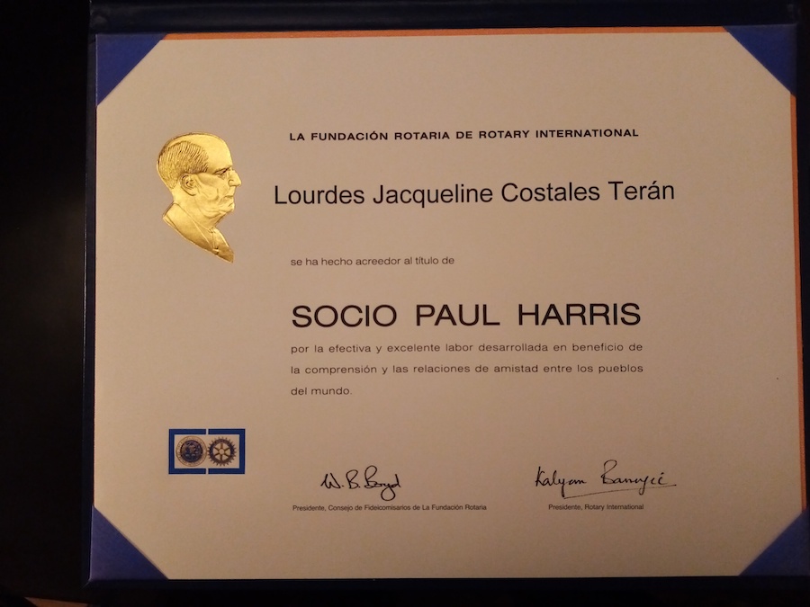 paul harris award jacqueline costales